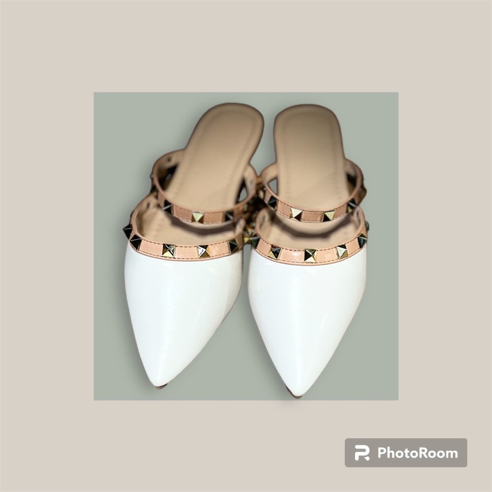 Gold studded slip on shoes